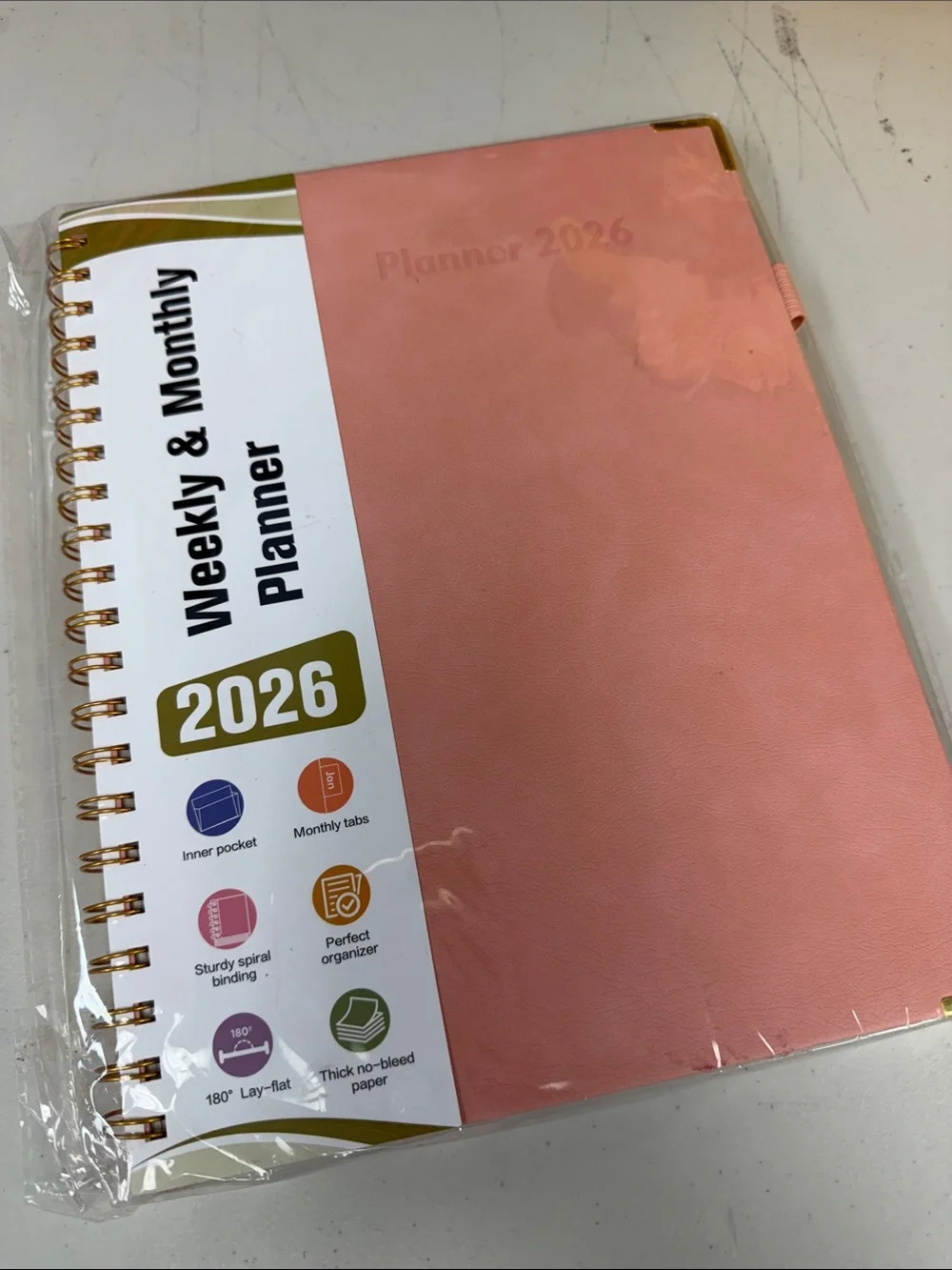 2026 Weekly & Monthly Planner - Pink Spiral Organizer